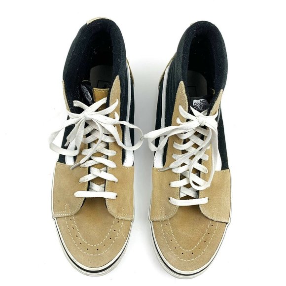 Vans S8-hi Beige Tan Black Color Block High Tops M - Picture 9 of 10